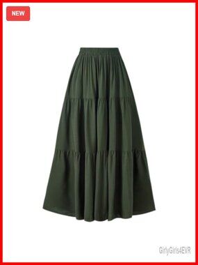 OSTOO Women's Renaissance Long Flowy Tiered Maxi Skirt with Pockets A-Line